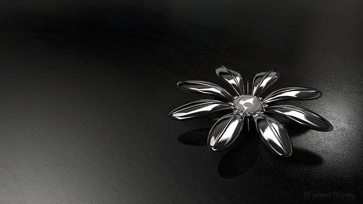 3D CG Flower BW HD, gioielli in argento margherita, digitale / opere d'arte, fiore, bw, 3d, cg, Sfondo HD
