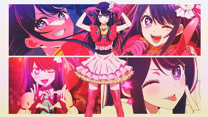 DinocoZero, collage, Ai Hoshino, Oshi no Ko, anime girls, Fond d'écran HD