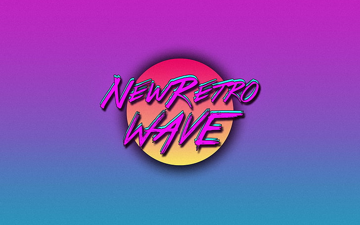 Nowe logo Retro Wave, New Retro Wave, vintage, synthwave, neon, 1980, gry retro, sztuka cyfrowa, proste tło, typografia, Tapety HD