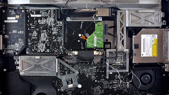 правоъгълно сиво и черно електронно устройство, компютър, компоненти, схема, система, HD тапет HD wallpaper