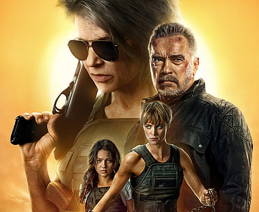 Terminator, Terminator: Dark Fate, Arnold Schwarzenegger, Linda Hamilton, Mackenzie Davis, Natalia Reyes, Sarah Connor, Fondo de pantalla HD HD wallpaper