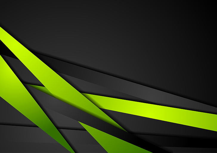 green and black illustration, line, abstraction, green, vector, black, abstract, dark, shiny, contrast, bacground, HD wallpaper