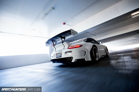 Porsche, Porsche 997, Liberty Walk, LB Performance, Speedhunters, car, white cars, vehicle, HD wallpaper HD wallpaper
