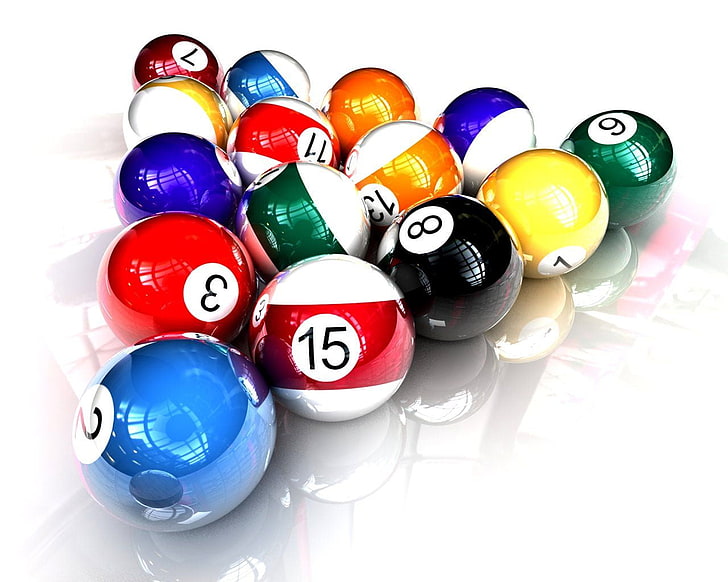 assorted-color billiard balll, balls, Billiards, American, HD wallpaper