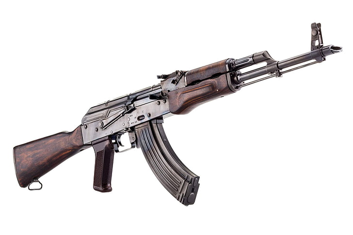 brunt och svart AK47-gevär, vapen, maskin, Kalashnikov, Kalash, AKM, HD tapet