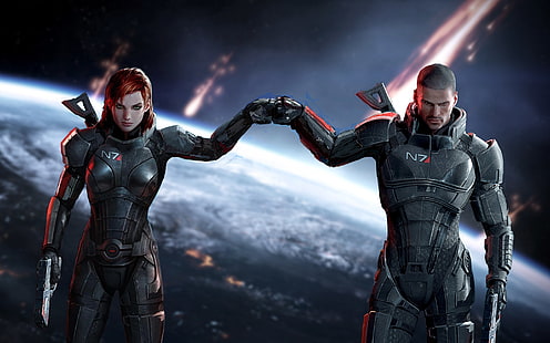 Mass Effect Jane i John Shepard, efekt masowy, Jane Shepard, John Shepard, gra, Tapety HD HD wallpaper