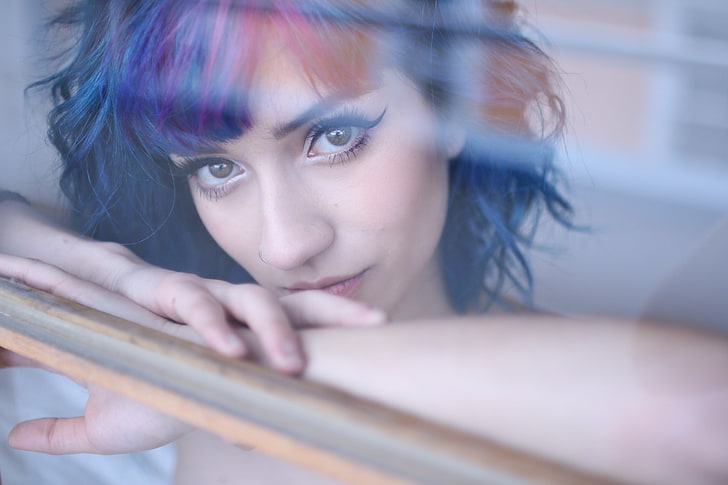 Fay Suicide, Model, Pinup-Models, blaues Haar, Nasenringe, durchbohrte Nase, Suicide Girls, HD-Hintergrundbild