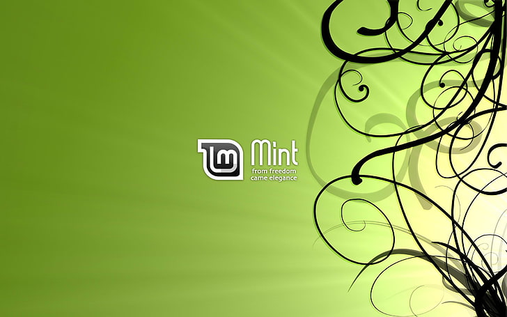 черно-белый логотип Mint, Linux, GNU, Linux Mint, HD обои