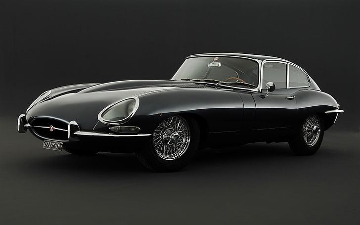 кола, Jaguar (кола), Jaguar E-Type, превозно средство, черни автомобили, HD тапет