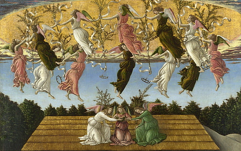 boticelli, botticelli, mystical, nativity, paintings, sandro, HD wallpaper HD wallpaper