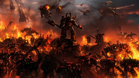 Warhammer, Warhammer 40K, armure, feu, marine, guerrier, Fond d'écran HD HD wallpaper