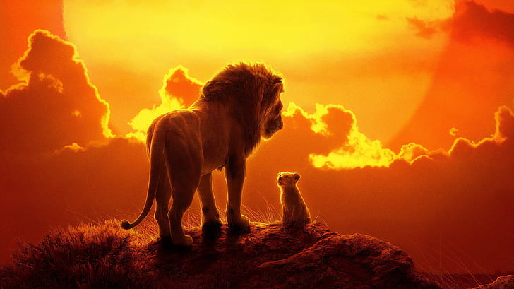 Film, Król Lew (2019), Mufasa (Król Lew), Simba, Tapety HD