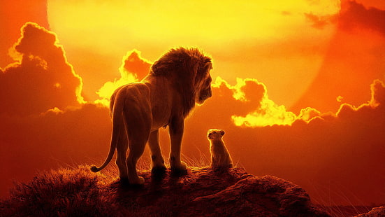 Film, The Lion King (2019), Mufasa (The Lion King), Simba, Wallpaper HD HD wallpaper