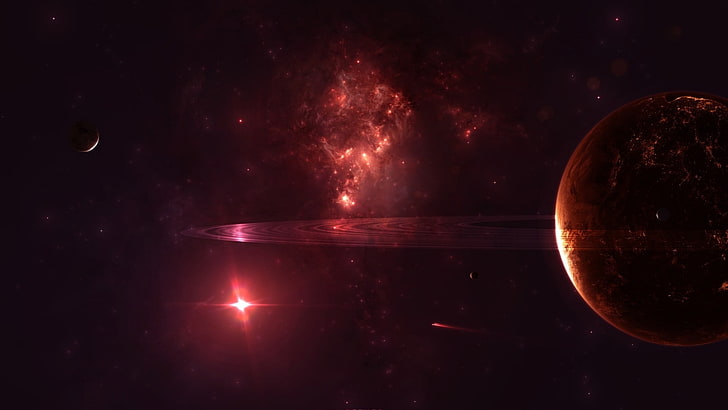 กาแลคซีที่มีดาวเคราะห์อวกาศดาวเคราะห์ศิลปะดิจิทัลศิลปะอวกาศ, วอลล์เปเปอร์ HD