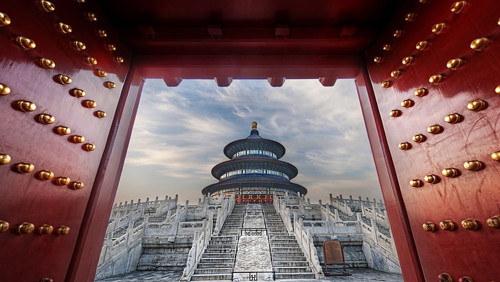 Пекин, Небесният храм, природа, пейзаж, Китай, HD тапет