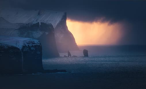 Фарерские острова, море, берег, обрыв, HD обои HD wallpaper