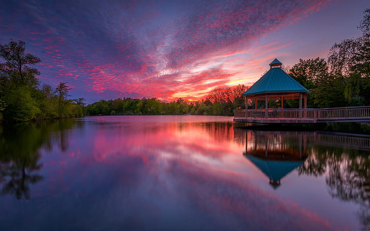 オンタリオ州ミルトンにあるセンテニアル公園カナダの風景自然日没夕暮れ反射タブレットおよび携帯電話用の最高のHDデスクトップ壁紙3840×2400、 HDデスクトップの壁紙