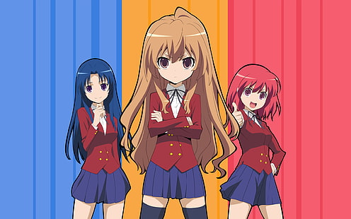 Toradora !, Aisaka Taiga, Kushieda Minori, Kawashima Ami, HD-Hintergrundbild HD wallpaper