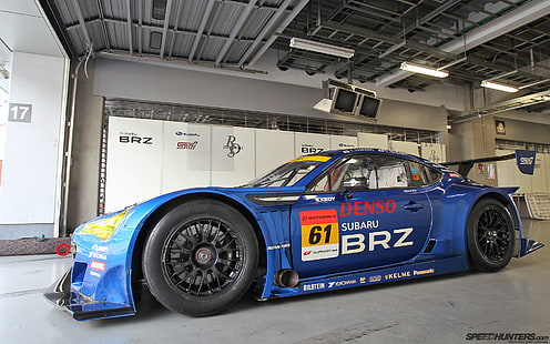 Subaru BRZ Race Car Garage HD, รถเก๋งสีน้ำเงิน, รถยนต์, รถ, การแข่งขัน, subaru, โรงรถ, brz, วอลล์เปเปอร์ HD HD wallpaper