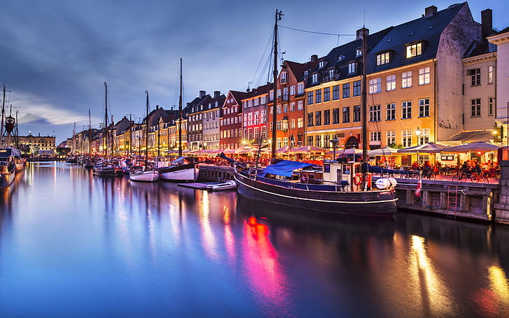 Noche de Copenhague Dinamarca 347790, Fondo de pantalla HD
