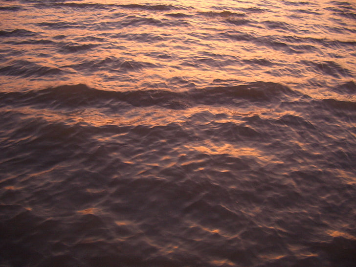 plan d'eau, eau, vagues, couleurs chaudes, Fond d'écran HD
