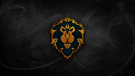 gold and black logo wallpaper, World of Warcraft, Alliance, logo, video games, HD wallpaper HD wallpaper