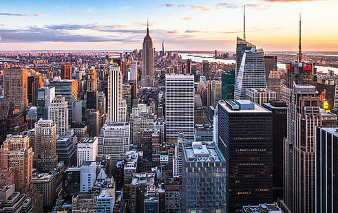 New York City tramonto HD, New York City, HD, Best s, s, architettura, Tramonto, città, New York, Sfondo HD HD wallpaper