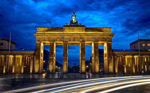 Brandenburg Kapısı Berlin City, kahverengi tapınak, Dünya, Kent Manzaraları, almanya, şehir, berlin, kelime, HD masaüstü duvar kağıdı HD wallpaper