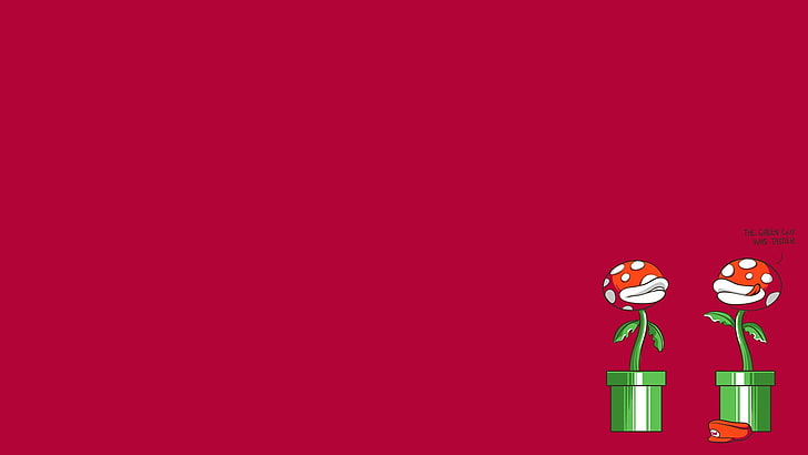 two red flowers illustration, minimalism, humor, simple background, Super Mario, text, HD wallpaper