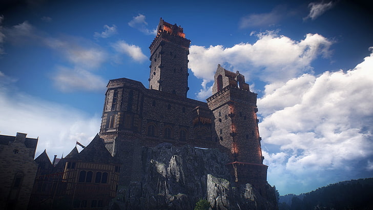 braunes Schloss, The Witcher 3: Wild Hunt, Videospiele, Schloss, HD-Hintergrundbild