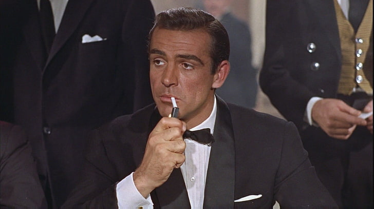 smoking da bavero scialle nero da uomo, James Bond, Sean Connery, film, Sfondo HD