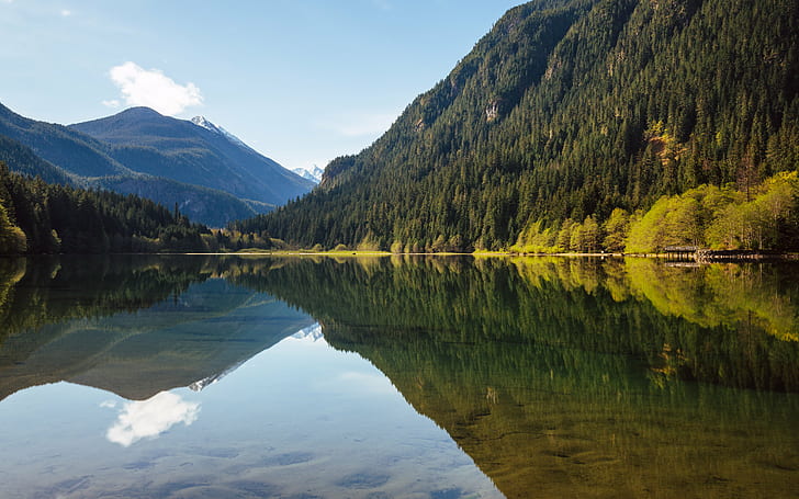 body of water in between mountains, Waiting, body of water, in between, mountains, nature, landscape, long exposure, Pacific Northwest, north cascades, Canon EOS 5D Mark III, Sigma, 35mm, F1.4, DG, HSM, westrock, washington, lake, mountain, forest, water, scenics, outdoors, reflection, tree, summer, beauty In Nature, sky, autumn, tranquil Scene, blue, HD wallpaper