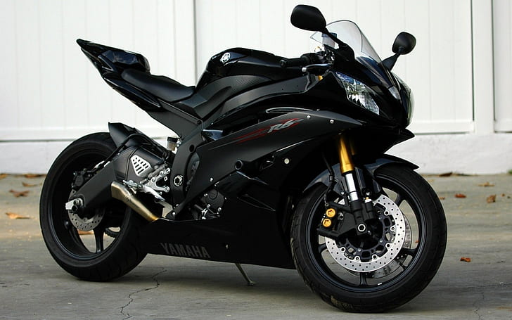черные спортивные мотоциклы yamaha r6 1920x1200 Мотоциклы Yamaha HD Art, спортивные, черные, HD обои