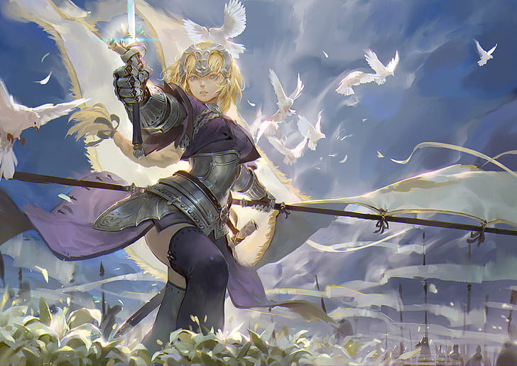 Nasib / Apocrypha, gadis anime, Jeanne d'Arc, Ruler (Fate / Apocrypha), Wallpaper HD