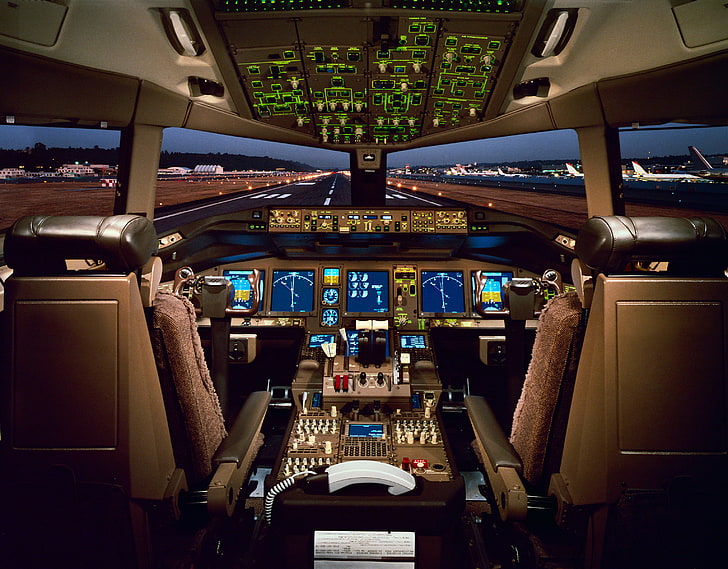 ilustracja kokpitu samolotu, 777, samolot, samolot pasażerski, samolot, boeing, odrzutowiec, samolot, Tapety HD