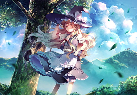 Touhou, Kirisame Marisa, natura, anime, cappello, anime girls, Sfondo HD HD wallpaper