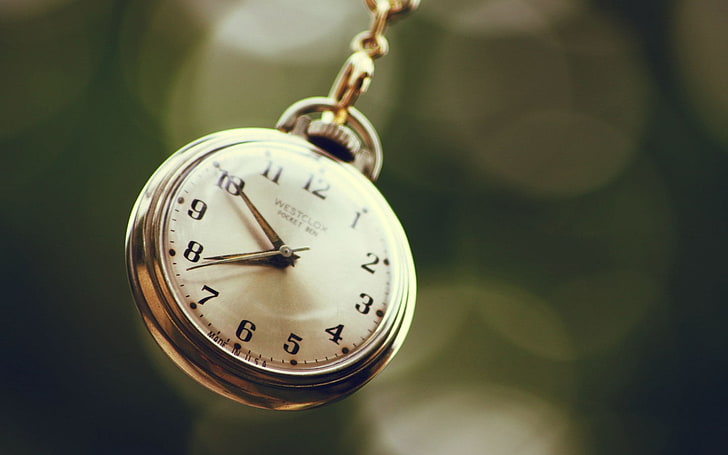 gold-colored pocket watch, pocket watch, chain, dial, HD wallpaper
