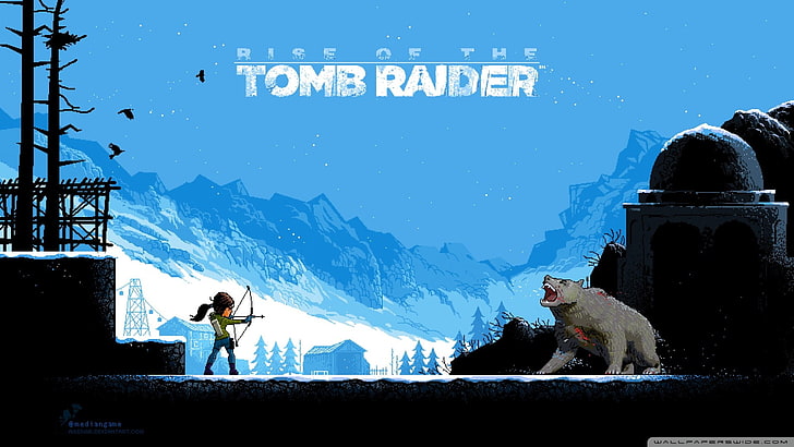 Wallpaper Rise Of The Tomb Raider, Tomb Raider, Rise of the Tomb Raider, seni piksel, video game, Wallpaper HD