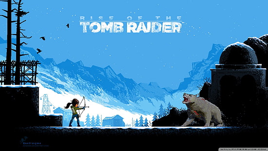 Обои Rise Of The Tomb Raider, Расхитительница гробниц, Rise of the Tomb Raider, пиксель арт, видеоигры, HD обои HD wallpaper