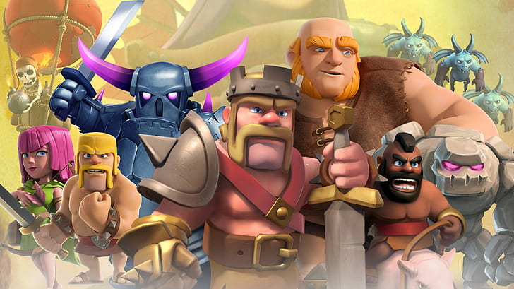 clash of clans, supercell, games, hd, archer, barbarian, pekka, hog rider, giant, HD wallpaper