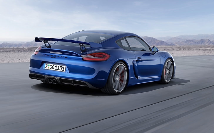 berlina Mercedes-Benz blu, Porsche, Porsche Cayman GT4, Porsche Cayman, auto, auto blu, Sfondo HD