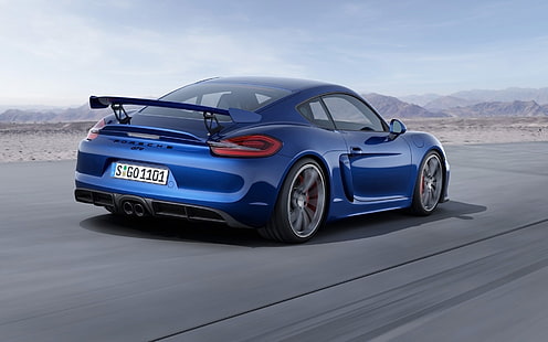 blå Mercedes-Benz sedan, Porsche, Porsche Cayman GT4, Porsche Cayman, bil, blå bilar, HD tapet HD wallpaper