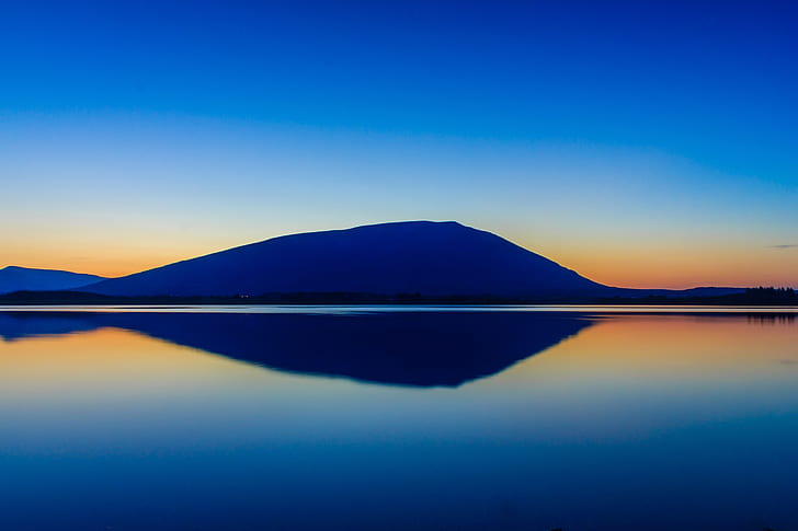 5K, Reflection, Mountain, Lake, Silhouette, HD wallpaper