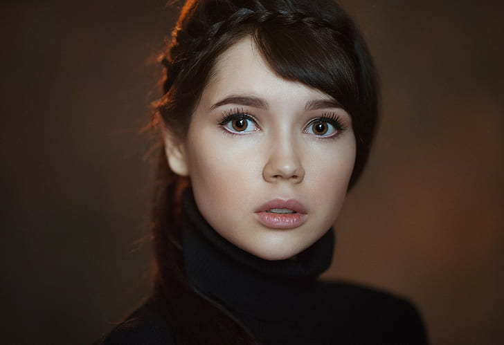 women, face, brunette, Maxim Maximov, Ekaterina Ermakova, HD wallpaper