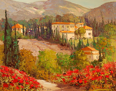 Artistique, Peinture, Coloré, Impressionniste, Italie, Paysage, Fond d'écran HD HD wallpaper