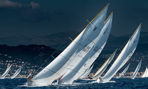sea, water, race, sails, sailboats, Regatta, Sailing, HD wallpaper HD wallpaper