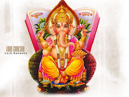 Bóg Ganeshji, ilustracja Lord Ganesha, Bóg, Pan Ganesha, Ganeśa, Panie, Tapety HD HD wallpaper