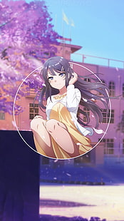 anime, anime girls, picture-in-picture, Seishun Buta Yarou wa Bunny Girl Senpai no Yume o Minai, Sakurajima Mai, HD wallpaper HD wallpaper