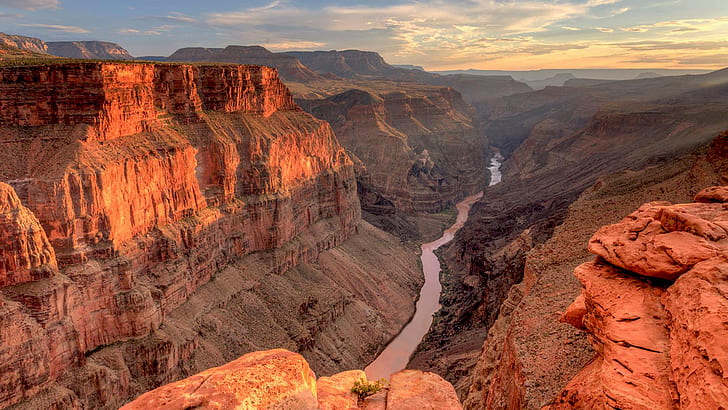 Пейзажи Национальный парк Большого каньона США Аризона-Пойнт с широким видом на каньон и реку Колорадо Обои для рабочего стола HD 1920 × 1080, HD обои