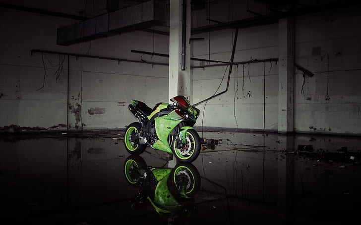 Green Yamaha YZF R1, yamaha yzf r1, motor, HD wallpaper